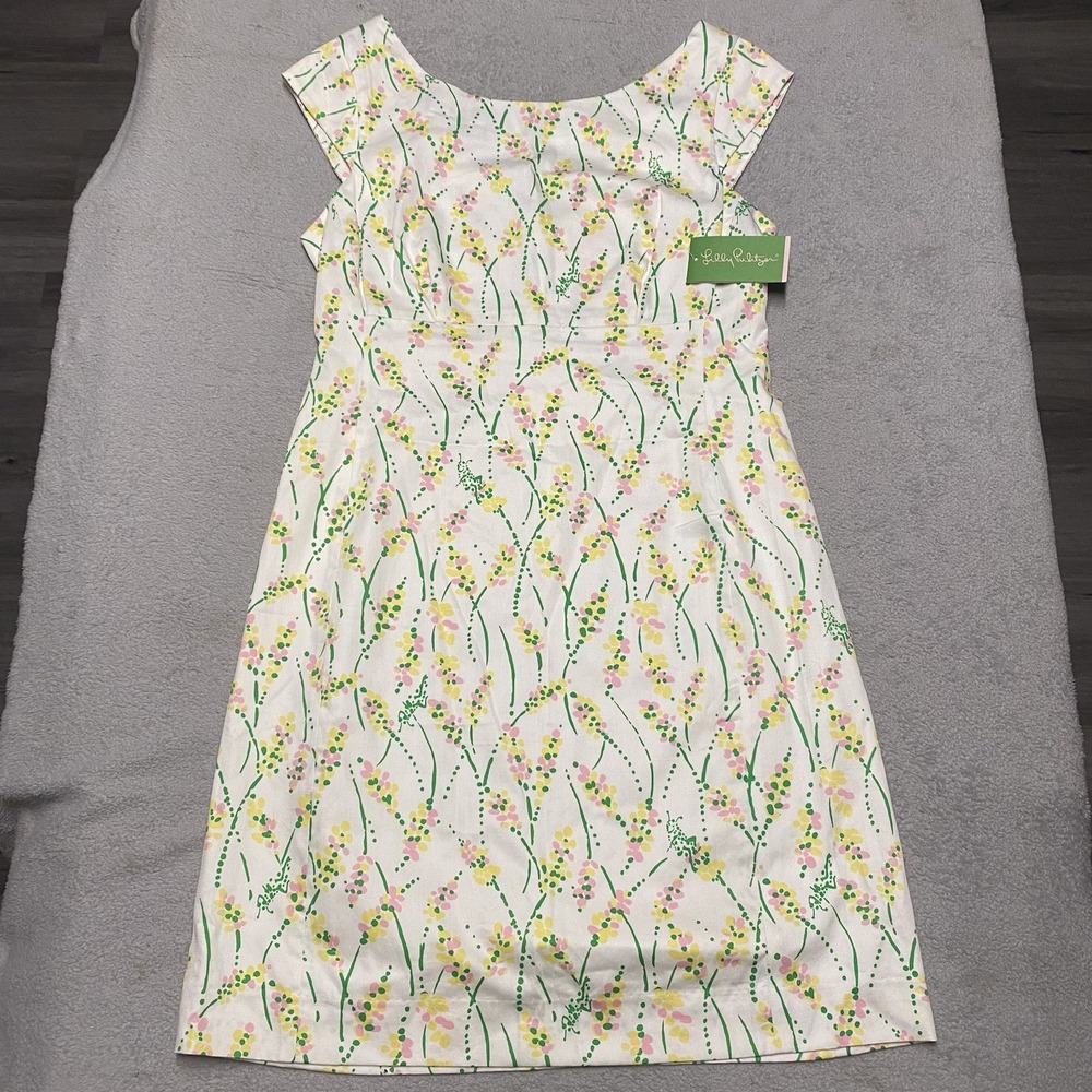 Lilly Pulitzer‎ Allura Dress 10 Resort White Grass Happy Grasshopper Floral NEW